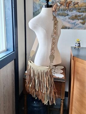 Jen & Co Sadie Fringe Crossbody Bag With Guitar Style Strap